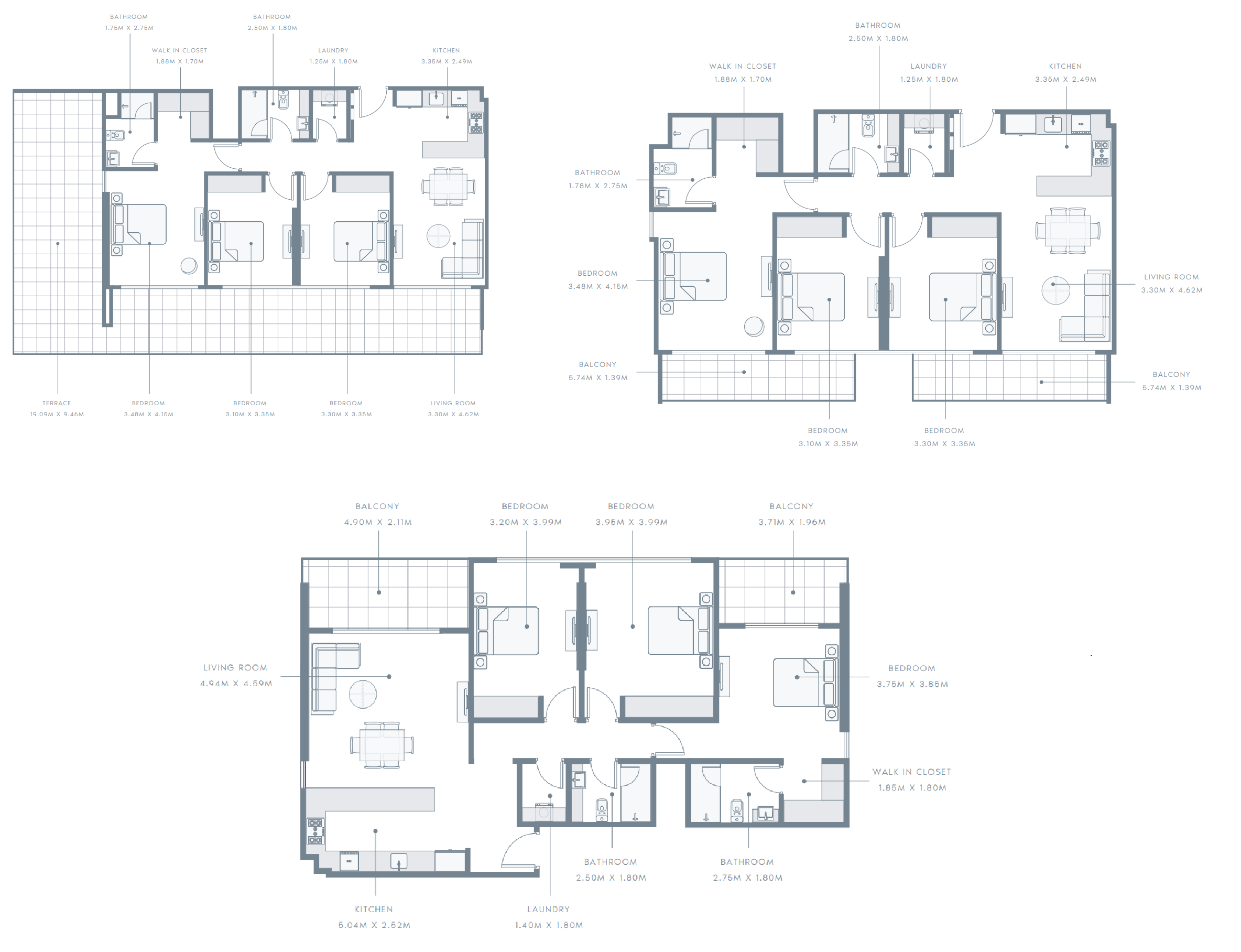 3 Bedroom Apartment | Floor Plan | Azizi Amber, Al Furjan