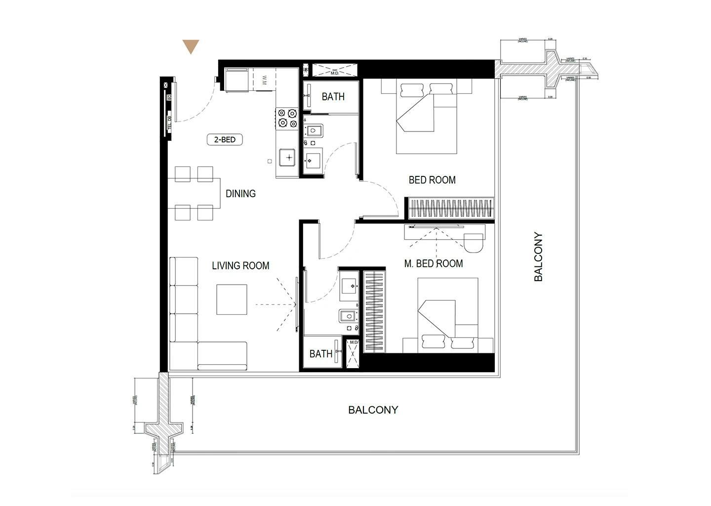1 Bedroom Apartment Floor Plan | Binghatti Starlight, Al Jaddaf