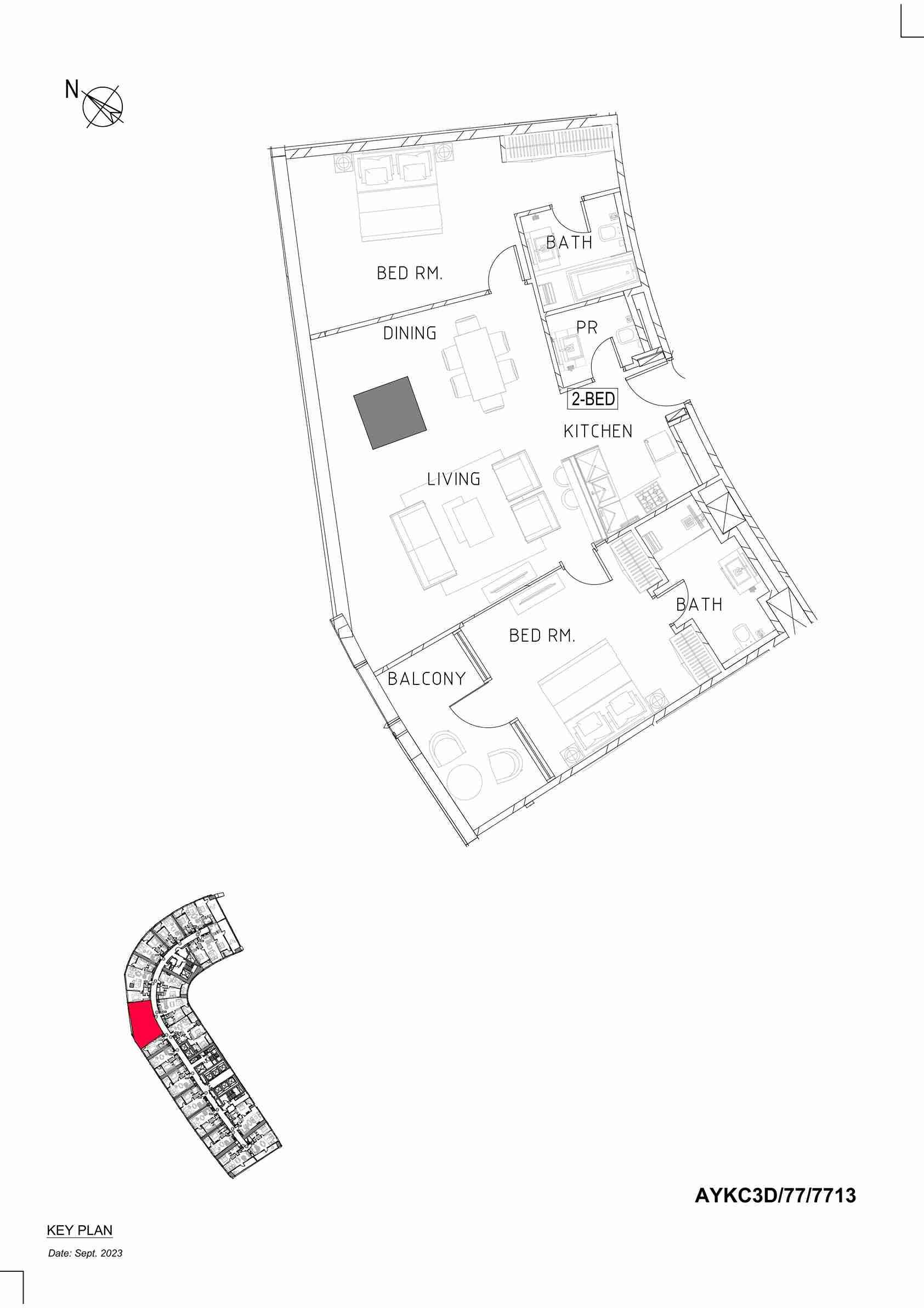 2 Bedroom | 1331.07 sq. ft. | Community + Partial Park View