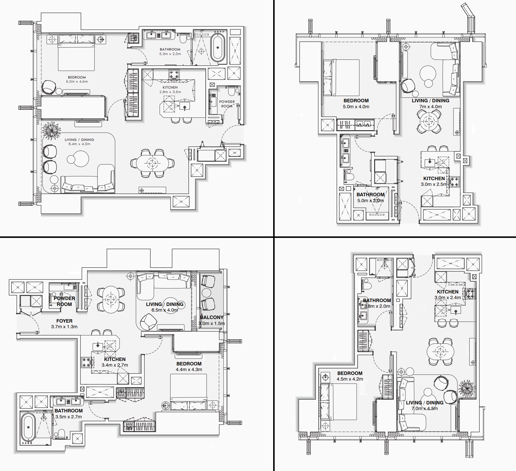 1-Bedroom Apartment Layouts | Burj Azizi | Luxury Residences in Downtown Dubai