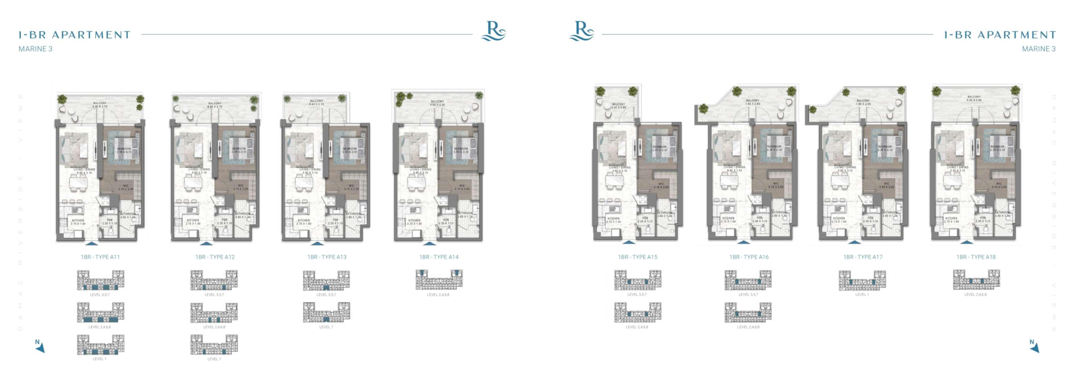 1 Bedroom Apartment with Balcony and Powder Room | Riverside Views by DAMAC | 987 Sq.Ft.