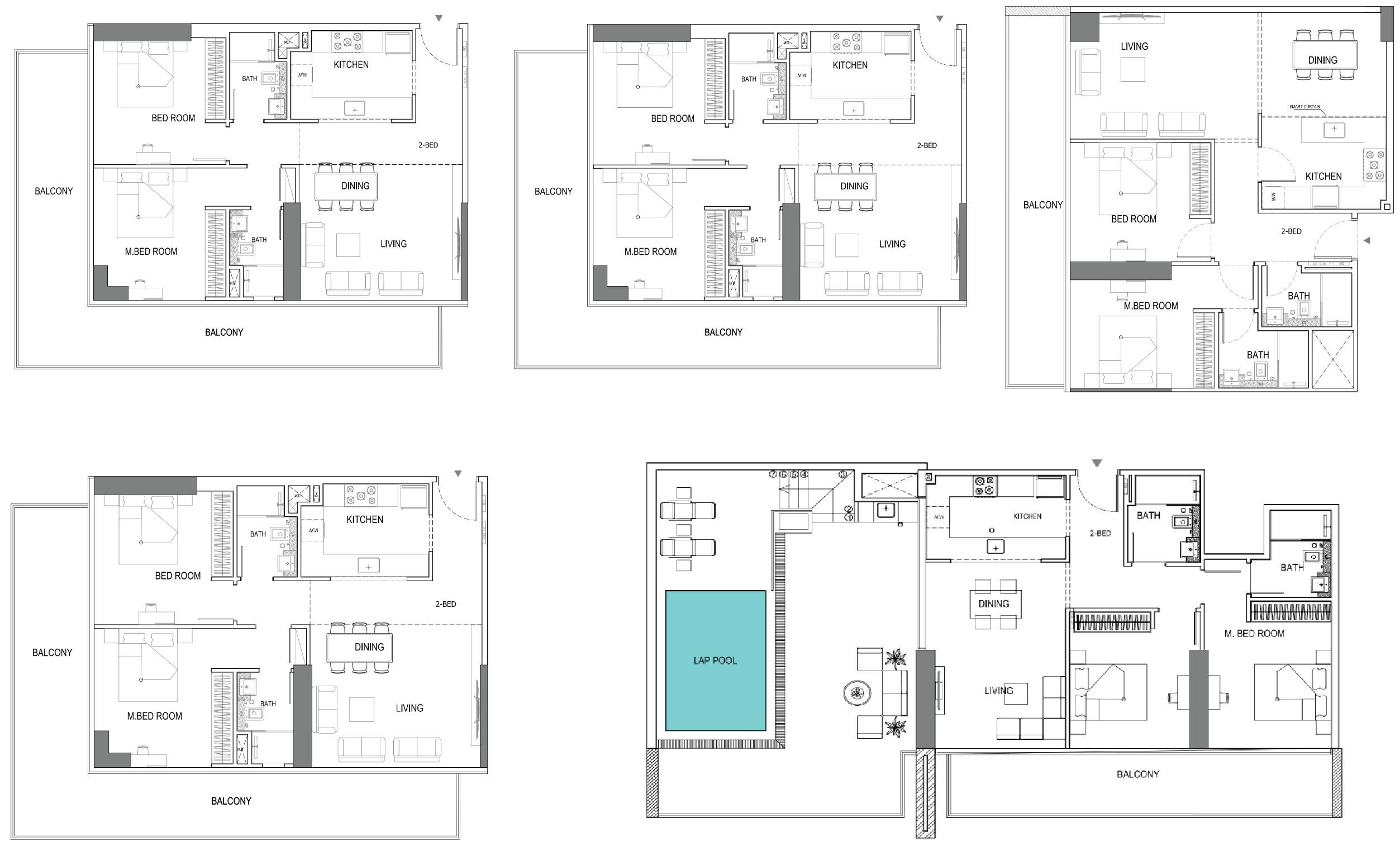 2 Bedroom Apartment Floor Plan – Binghatti Amber, JVC Dubai