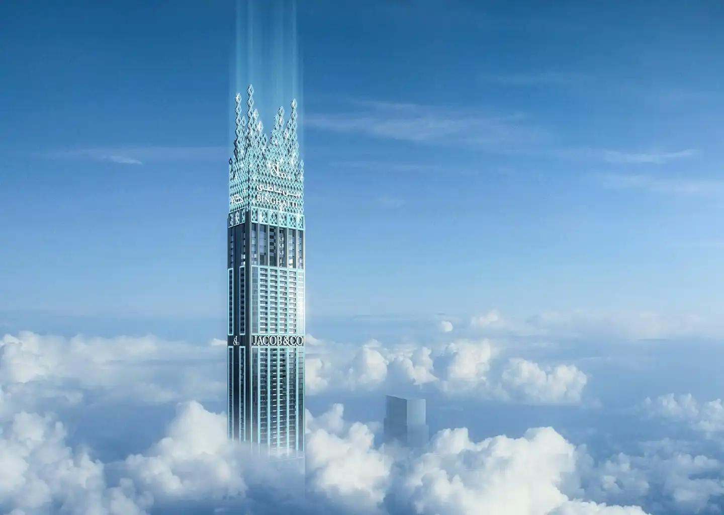 2 Bedroom | Emerald Villa | Infinity Pool, Skyline & Creek Harbour View at  Burj Binghatti Jacob & Co Residences | 19th Floor | 3,286.87 sq.ft | Business Bay