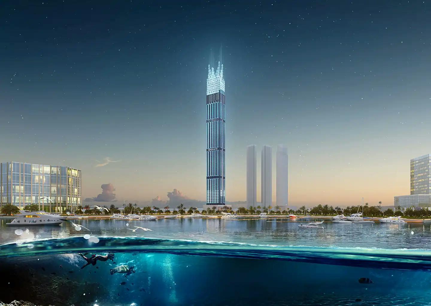 2 Bedroom | Emerald Villa | Infinity Pool, Skyline & Creek Harbour View at  Burj Binghatti Jacob & Co Residences | 19th Floor | 3,286.87 sq.ft | Business Bay