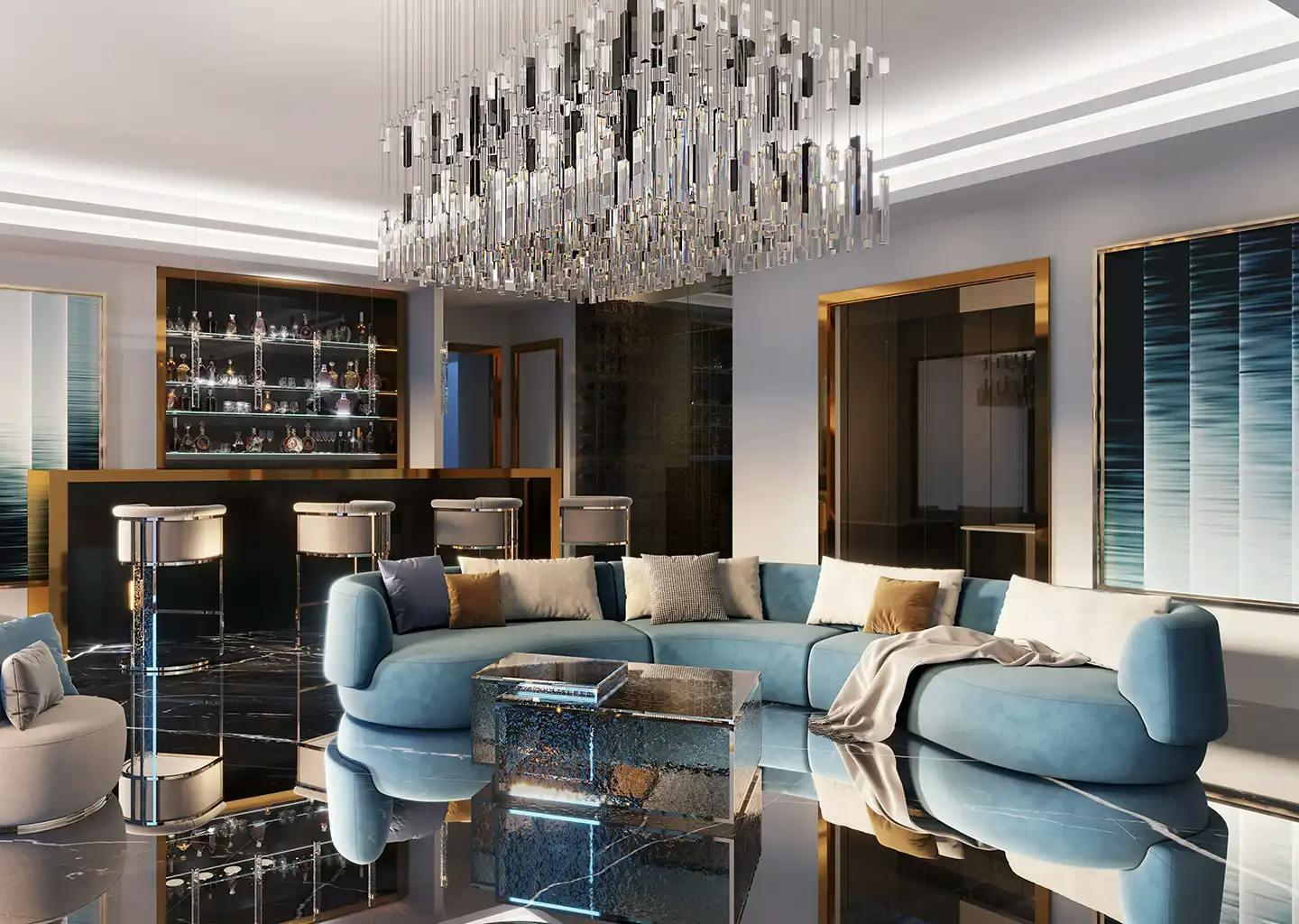 2 Bedroom | Emerald Villa | Infinity Pool, Skyline & Creek Harbour View at  Burj Binghatti Jacob & Co Residences | 19th Floor | 3,286.87 sq.ft | Business Bay