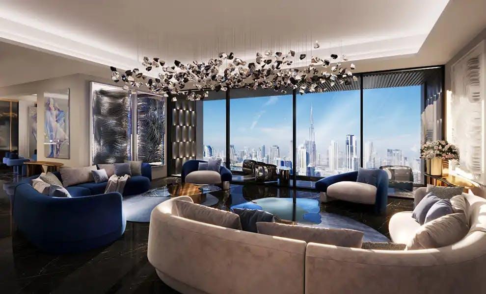 2 Bedroom | Emerald Villa | Infinity Pool, Skyline & Creek Harbour View at  Burj Binghatti Jacob & Co Residences | 19th Floor | 3,286.87 sq.ft | Business Bay