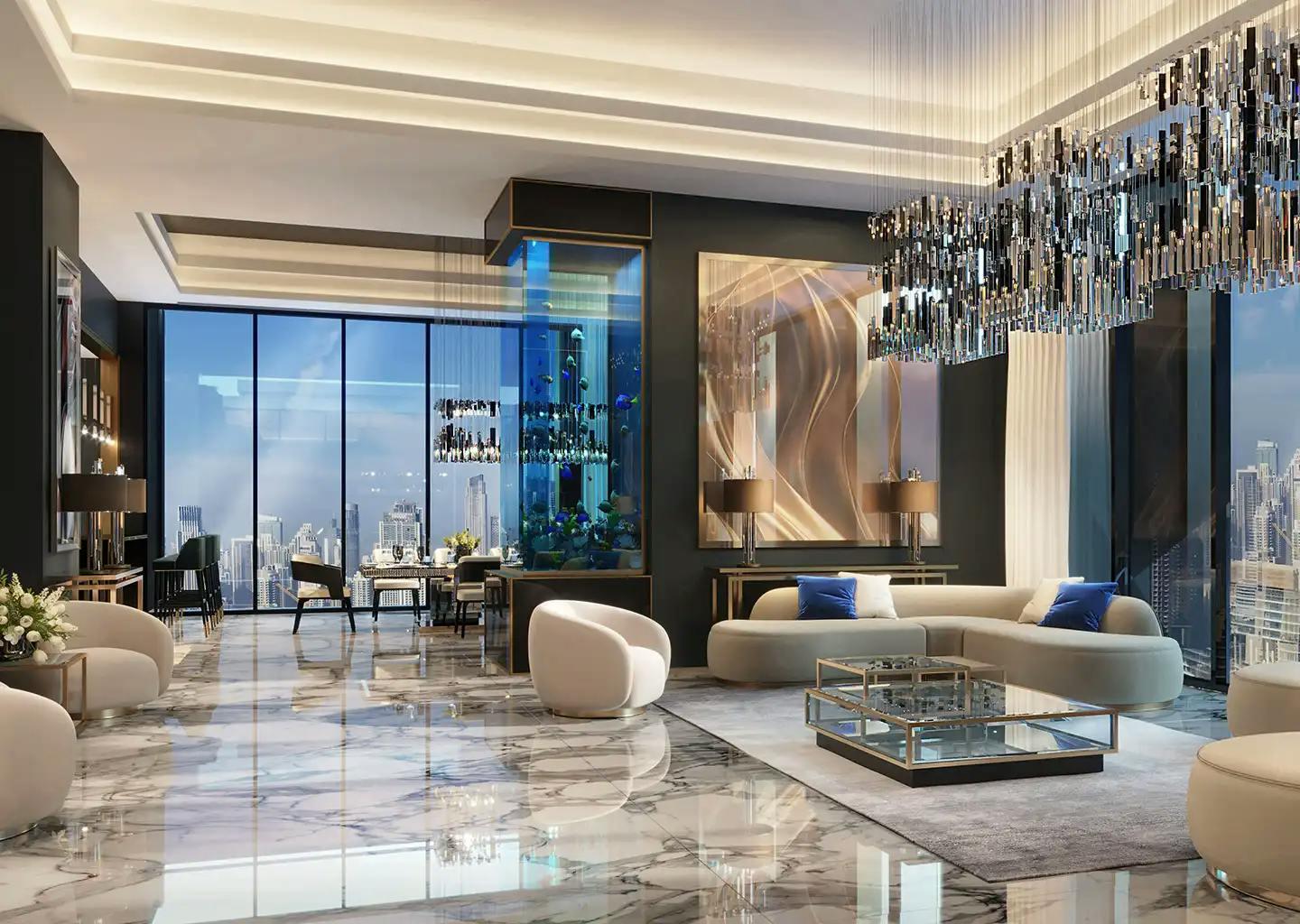 2 Bedroom | Emerald Villa | Infinity Pool, Skyline & Creek Harbour View at  Burj Binghatti Jacob & Co Residences | 19th Floor | 3,286.87 sq.ft | Business Bay
