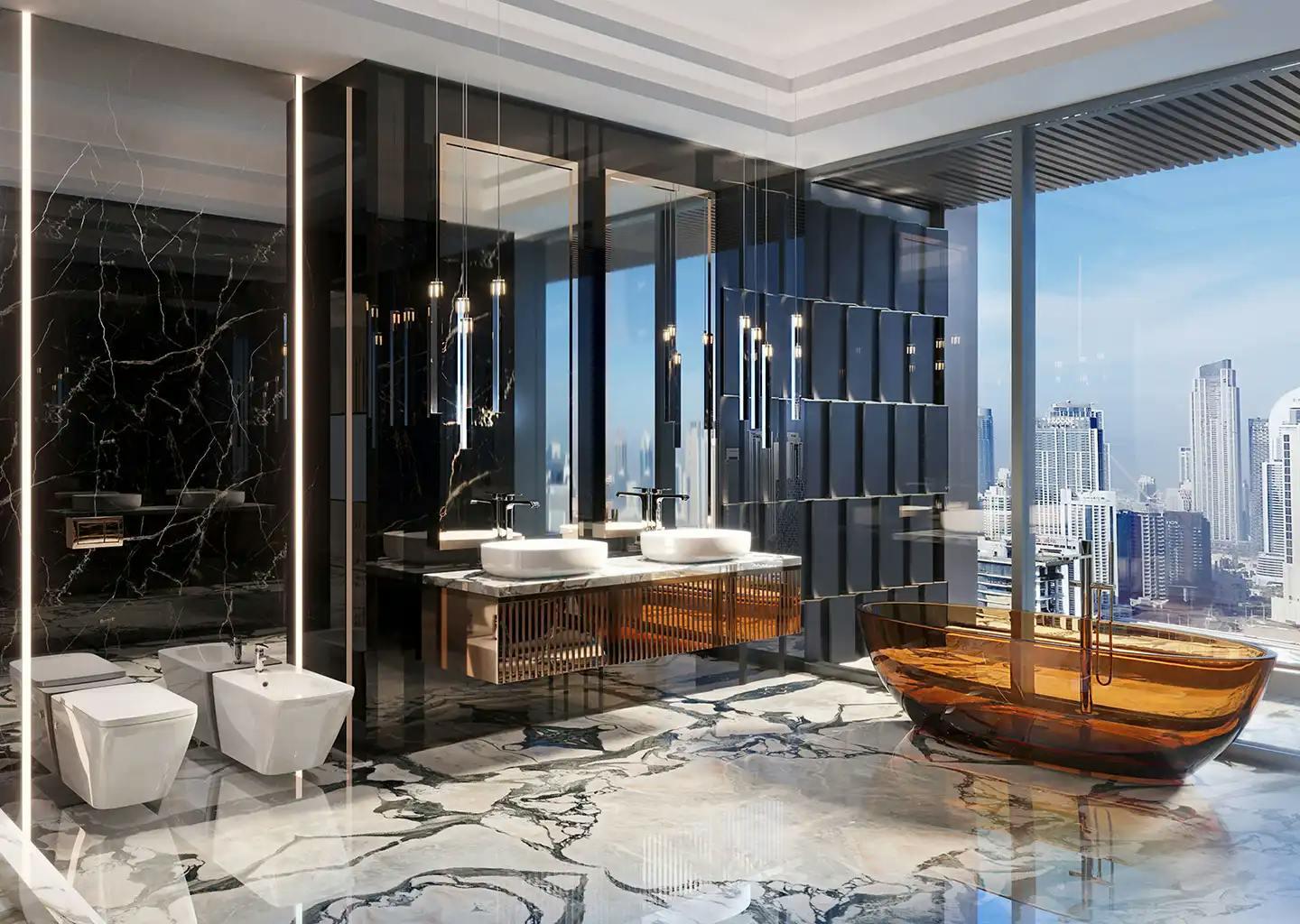 2 Bedroom | Emerald Villa | Infinity Pool, Skyline & Creek Harbour View at  Burj Binghatti Jacob & Co Residences | 19th Floor | 3,286.87 sq.ft | Business Bay