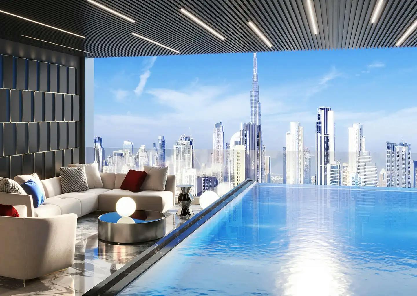 2 Bedroom | Emerald Villa | Infinity Pool, Skyline & Creek Harbour View at  Burj Binghatti Jacob & Co Residences | 19th Floor | 3,286.87 sq.ft | Business Bay