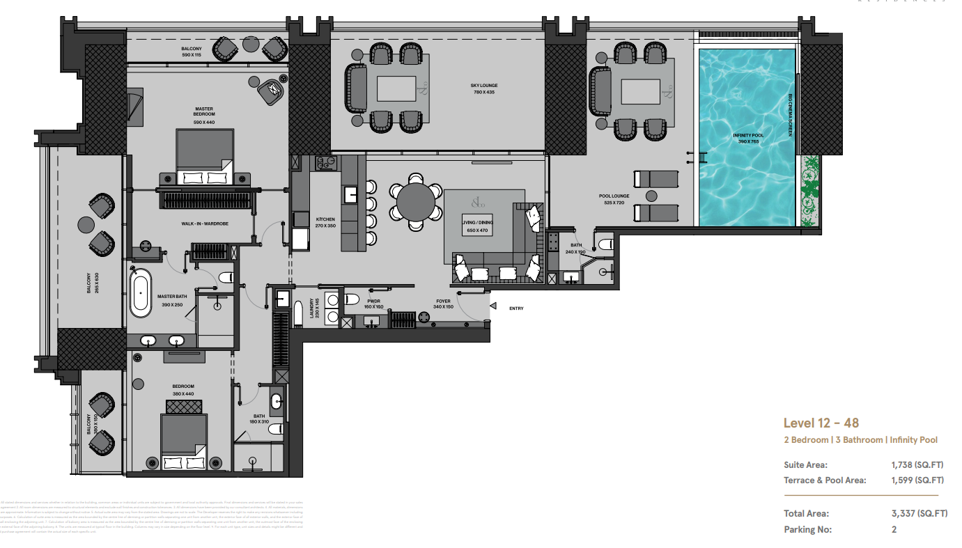 2 Bedroom | Emerald Villa | Infinity Pool, Sky Lounge & Creek Harbour View | 19th Floor | 3,286.87 sq.ft | Burj Binghatti Jacob & Co Residences, Business Bay